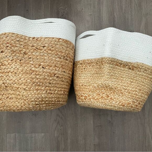 🆕Set of 4 Baskets White Seagrass & Rope - Picture 4 of 9